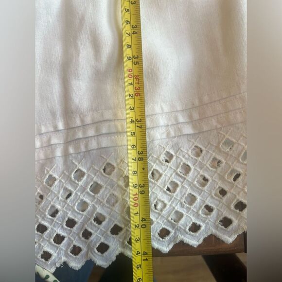 Maeve Eyelet Lace Trimmed Sundress Sz Small White Square Neck Pockets Lined - Picture 7 of 11